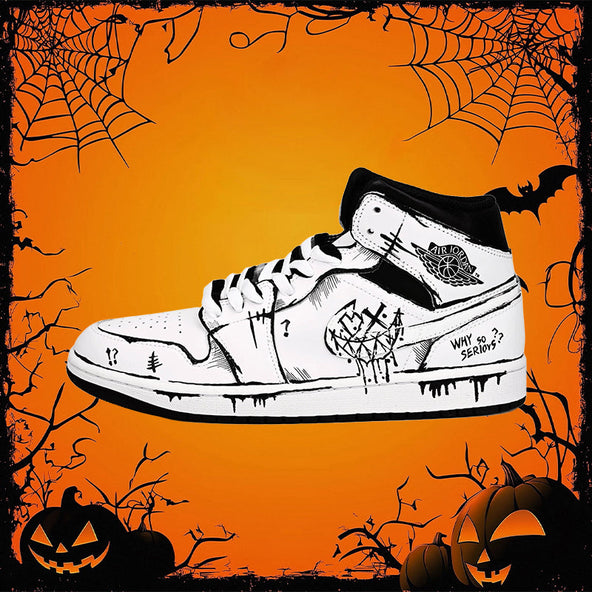 [Custom Line Joker] Jordan Air Jordan 1 High Top Unisex Skateboarding Shoes White/Black