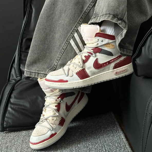 [Custom Trendy Deconstructed] Jordan Air Jordan 1 Mid Skateboarding Shoes Unisex