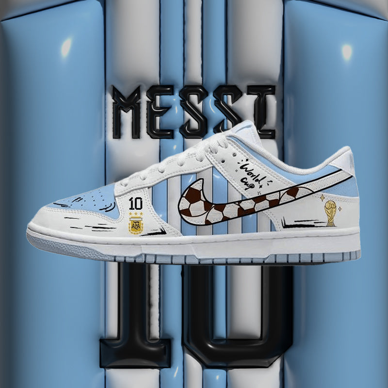 [Custom The Argentina team]  Dunk Skateboarding Shoes Men Low-top Blue/white