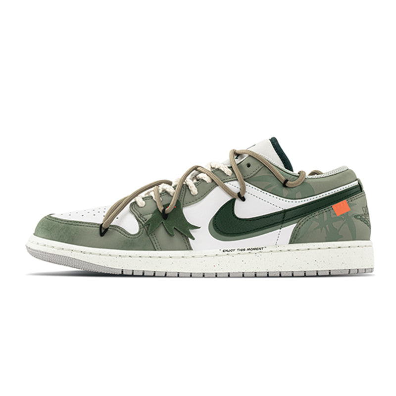 [Custom Bamboo Forest]Air Jordan 1 Skateboarding Shoes Unisex Green
