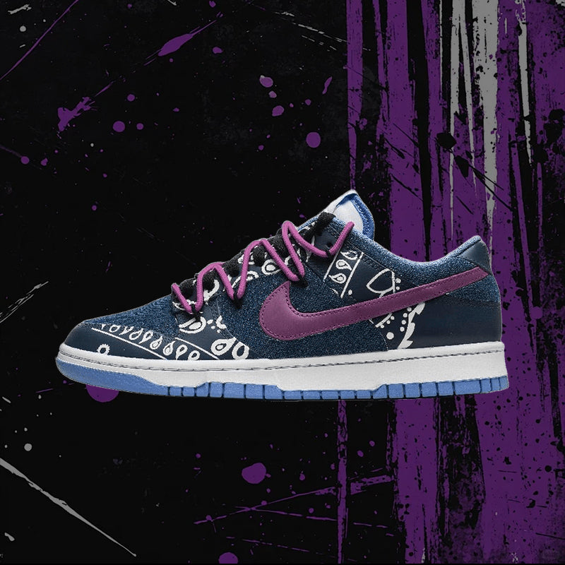 [Custom Bibo Cashew Nuts]  Dunk Skateboarding Shoes Unisex Low-top Purple/Blue