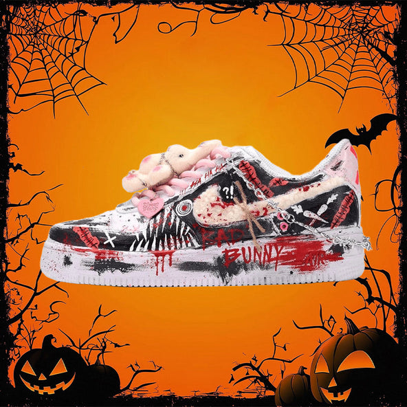 [Custom The female bad rabbit]  Air Force 1 Skateboard Shoes Women's Low-Top Red/Black