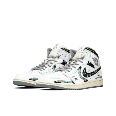 [Custom Cyber White Sugar] Jordan Air Jordan 1 Mid Unisex Skateboarding Shoes