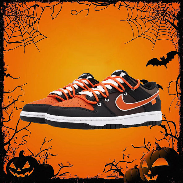 [Custom Sunset]  Dunk Skateboarding Shoes Unisex Low-top Orange/Black