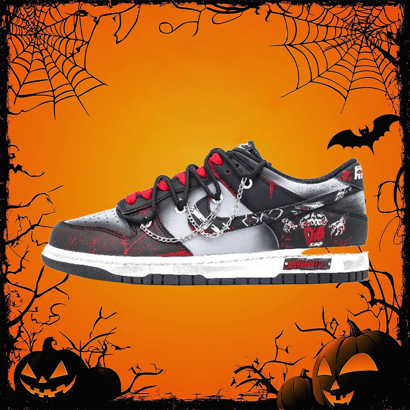 [Custom Scream]  Dunk Skateboarding Shoes Unisex Low-top Black/Red