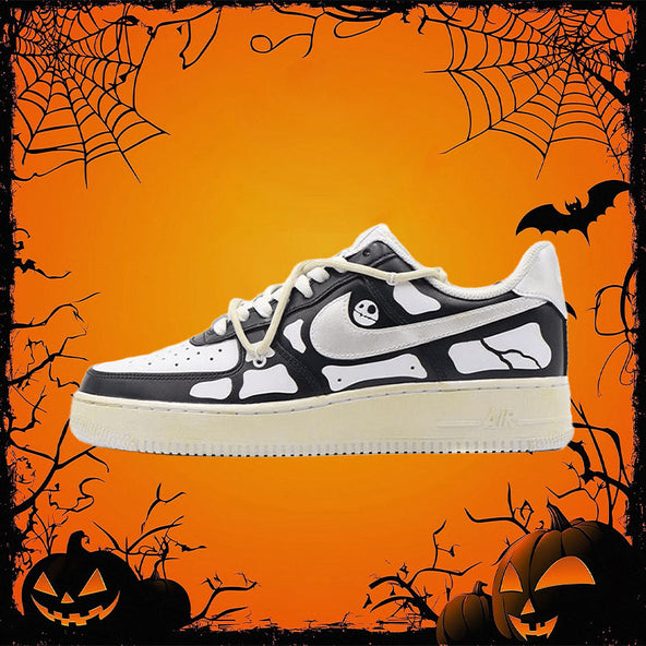 [Custom The skull's toes are black and white]  Air Force 1 Skateboarding Shoes Women's Low-top Black/white