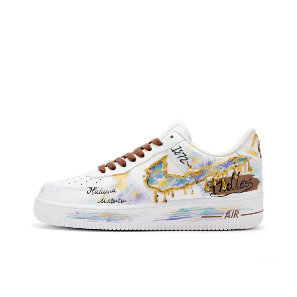 [Customized Floating Dreams, Shading, Water Lilies] Air Force 1 Shoes Unisex White/Brown