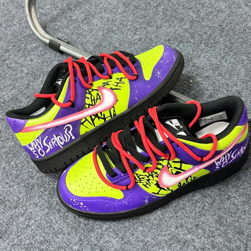 [Custom Male clown]  Dunk Skateboarding Shoes Men Low-top Purple/green/red