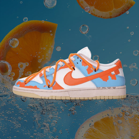 [Custom Rainforest for men and women]  Dunk Skateboarding Shoes Unisex Low-top Blue/Orange