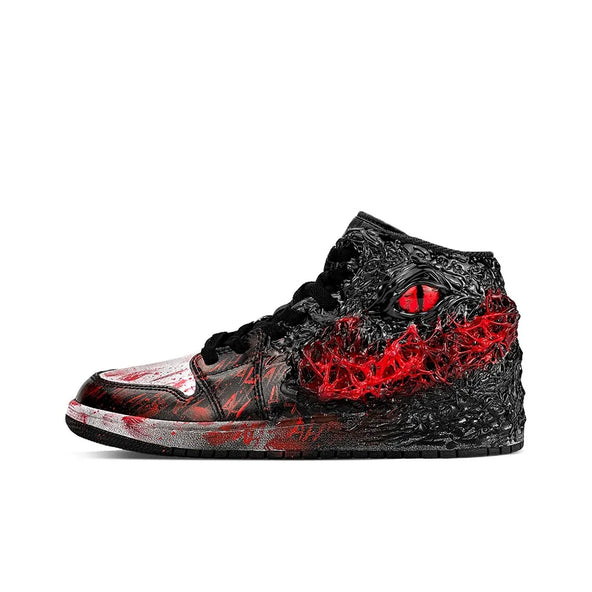 [Custom Joker - It] Air Jordan 1 Mid Top Unisex Skateboarding Shoes Black/Red