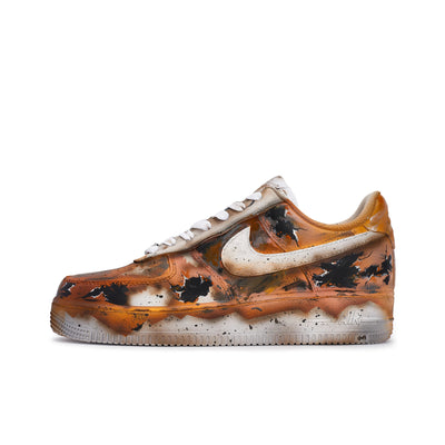 [Customized Damaged Space] Air Force 1 Low-top Shoes Unisex Black/Orange