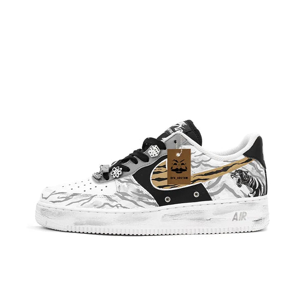 [Custom Year of the Tiger, Tiger Stripes] Men’s Air Force 1 Low White/Blue/Grey