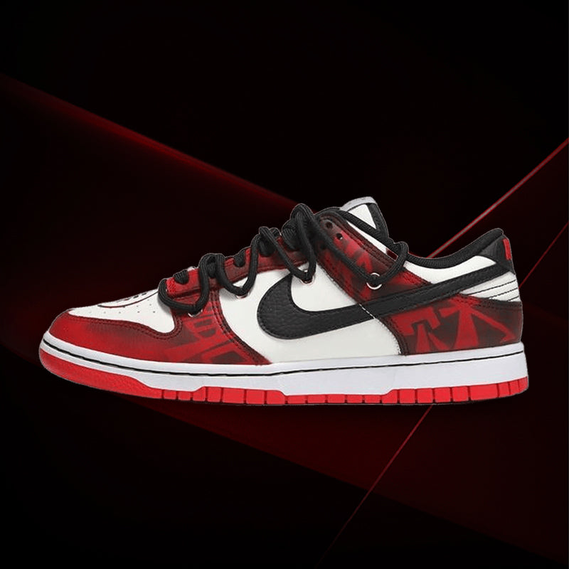 [Custom Ladies, congratulations on your prosperity]  Dunk Skateboarding Shoes Women's Low-top Red/Black/White