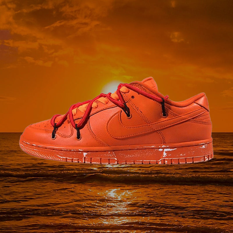 [Custom Aging signal orange]  Dunk Skateboarding Shoes Men Low-top Orange
