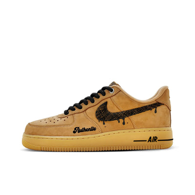 [Customized Golden Wheat Waves] Air Force 1 Low-top Shoes Unisex Sneakers Brown