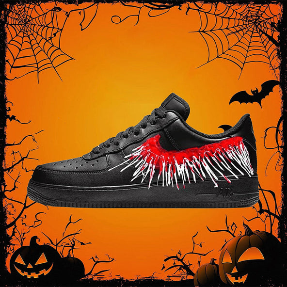 [Custom Women's Bloodstained Teeth 2.0]  Air Force 1 Skateboarding Shoes Women's Low-top Black