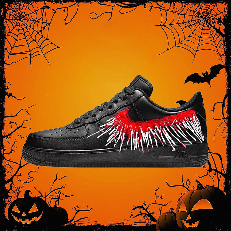 [Custom Women's Bloodstained Teeth 2.0]  Air Force 1 Skateboarding Shoes Women's Low-top Black