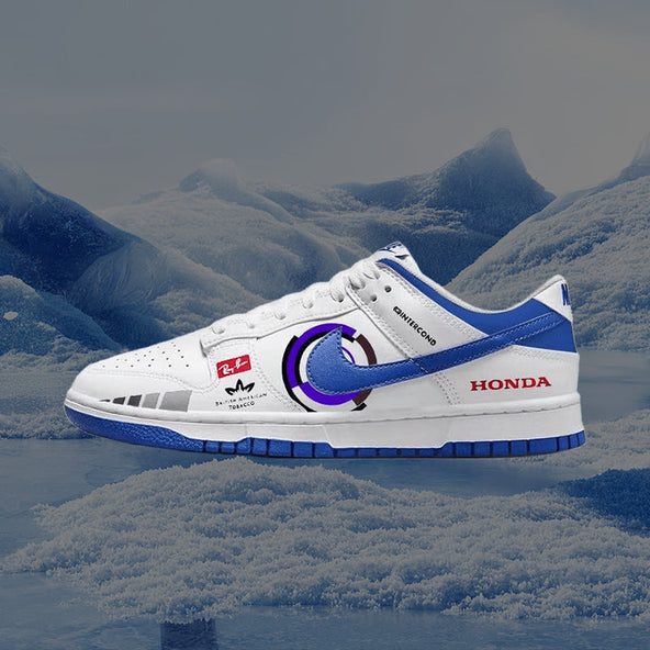 [Custom Red Alert]  Dunk Skateboarding Shoes Men Low-top Blue/white