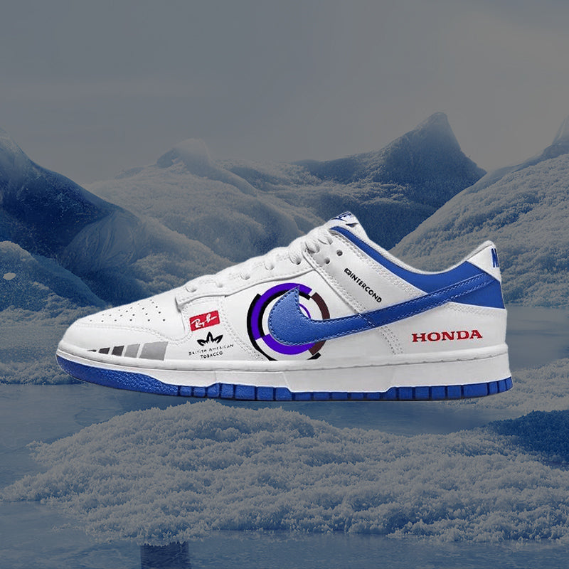 [Custom Red Alert]  Dunk Skateboarding Shoes Men Low-top Blue/white