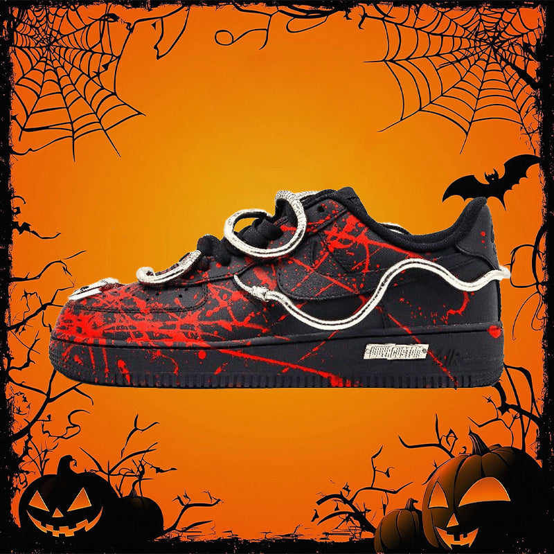 [Custom The female version of the Soaring Snake]  Air Force 1 Skateboarding Shoes Women's Low-top Black/Red