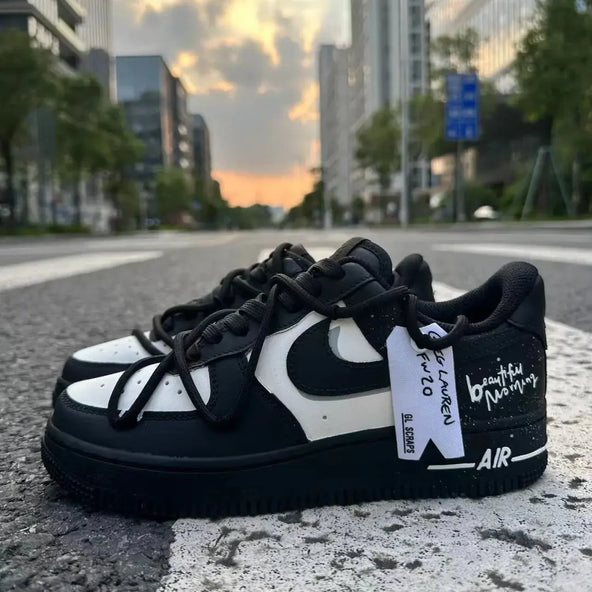 [Custom Unisex white peach bubbles]  Air Force 1 Skateboarding Shoes Unisex