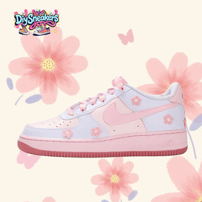 [Custom VAM Daisy]  Air Force 1 Skateboarding Shoes Women's Low-top Blue/Pink
