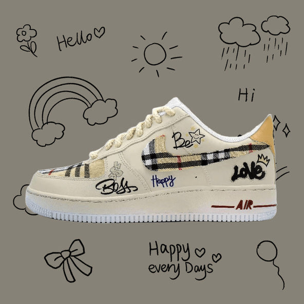 [Custom The cool smoke is like ink]  Air Force 1 Skateboarding Shoes Unisex