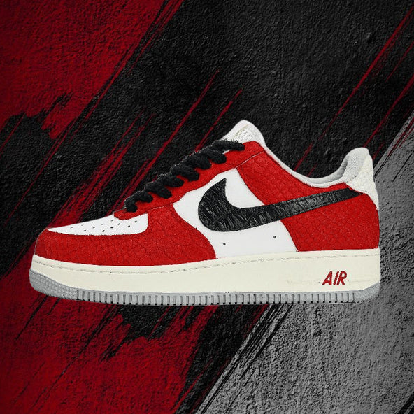 [Custom Snake dance for the Spring Festival]  Air Force 1 Skateboard Shoes Unisex Low-Top Black/Red/White