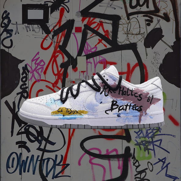 [Custom Men's graffiti on a snowy night]  Dunk Skateboarding Shoes Men