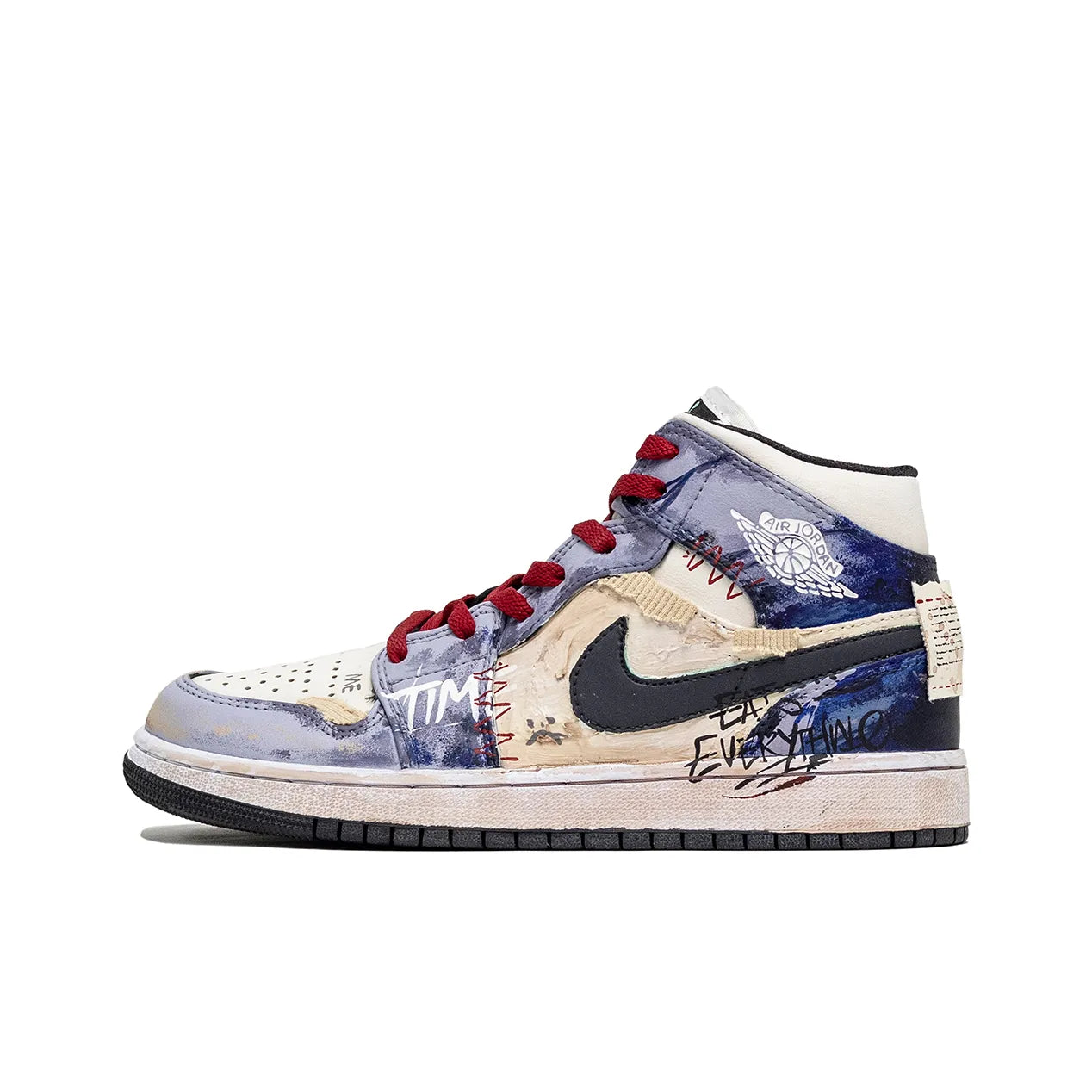 [Custom LA] Air Jordan 1 High Top Unisex Skateboarding Shoes White/Purple