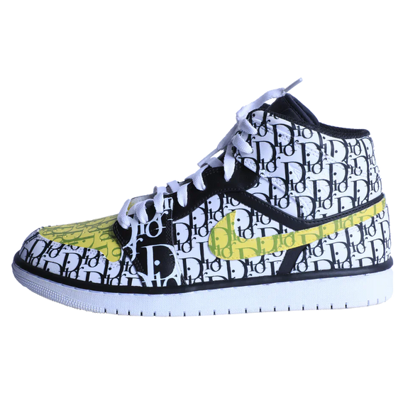 [Custom Jacquard Monogram Print] Air Jordan 1 High Top Unisex Skateboarding Shoes