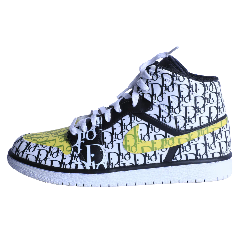 [Custom Jacquard Monogram Print] Air Jordan 1 High Top Unisex Skateboarding Shoes