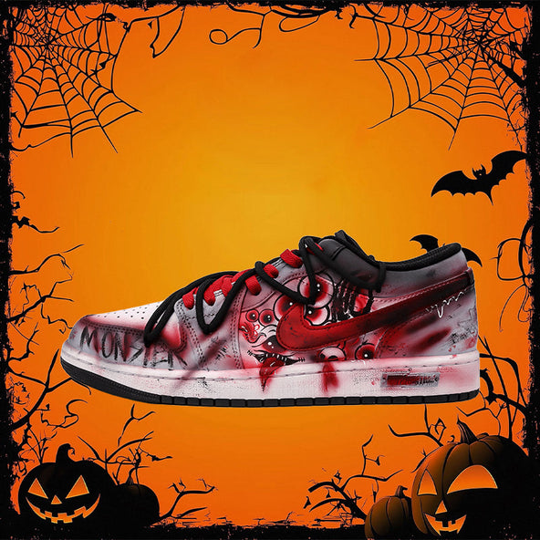 [Custom Monster Slayer] Jordan Skateboarding Shoes Unisex Low-top Gray/Red