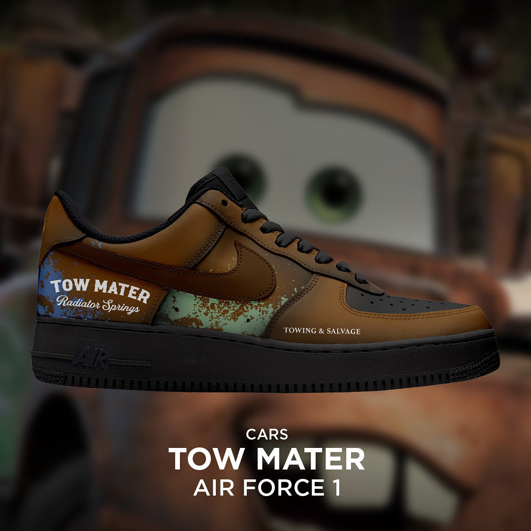 [Custom Towmater X Cars] Air Force 1 Skateboarding Shoes Unisex Low-top Brown