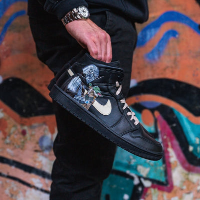 [Custom Mandalorian] Air Jordan 1 Mid Top Unisex Skateboarding Shoes