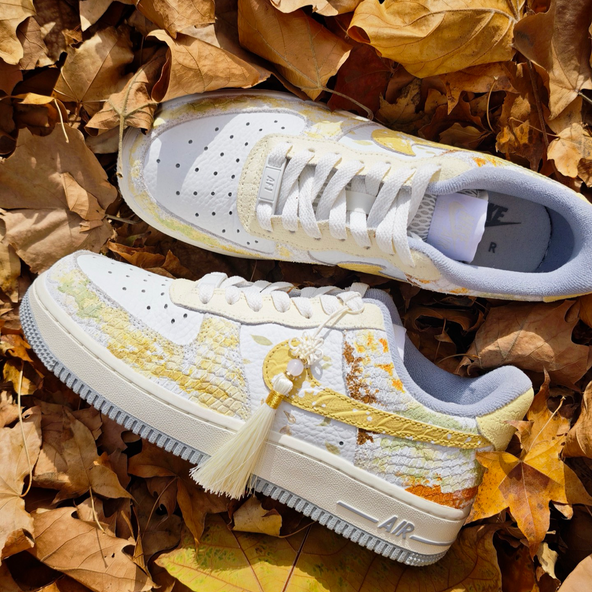 [Custom The Autumnal Equinox]  Air Force 1 Skateboard Shoes Women's Low-Top Yellow