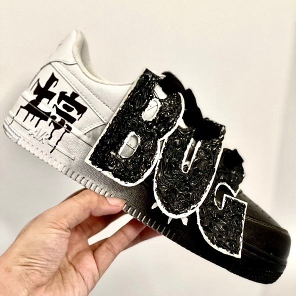 [Custom The female version of Dark Seven Deadly SINS BUG Black and White]  Air Force 1 Skateboarding Shoes Women's Low-top Black/white