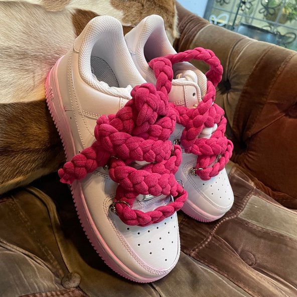 [Custom Women's gradient pink dye]  Air Force 1 Skateboarding Shoes Women's Low-top White/powder