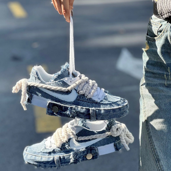 [Custom Women's denim cross]  Air Force 1 Skateboarding Shoes Women's