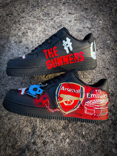 [Customized Hand-painted Arsenal] Air Force 1 Low-top Shoes Unisex Black/Red