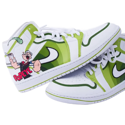 [Custom Popeye] Air Jordan 1 High Top Unisex Skateboarding Shoes Hand-painted