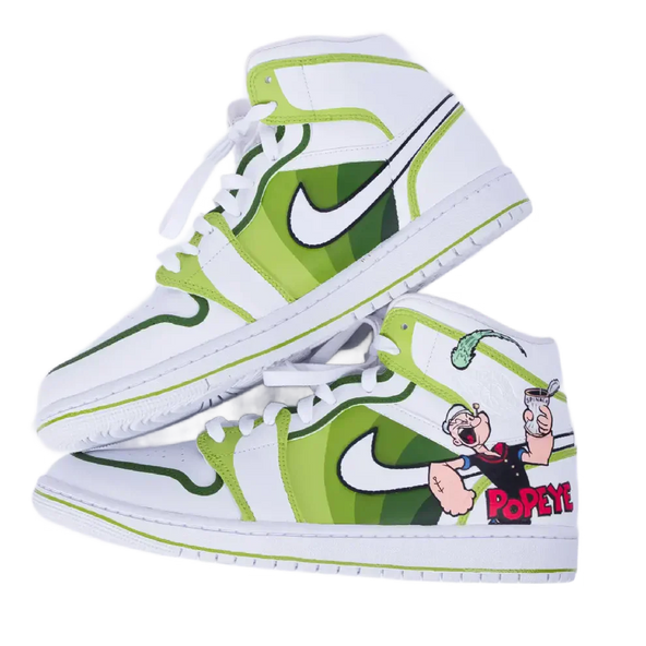 [Custom Popeye] Air Jordan 1 High Top Unisex Skateboarding Shoes Hand-painted