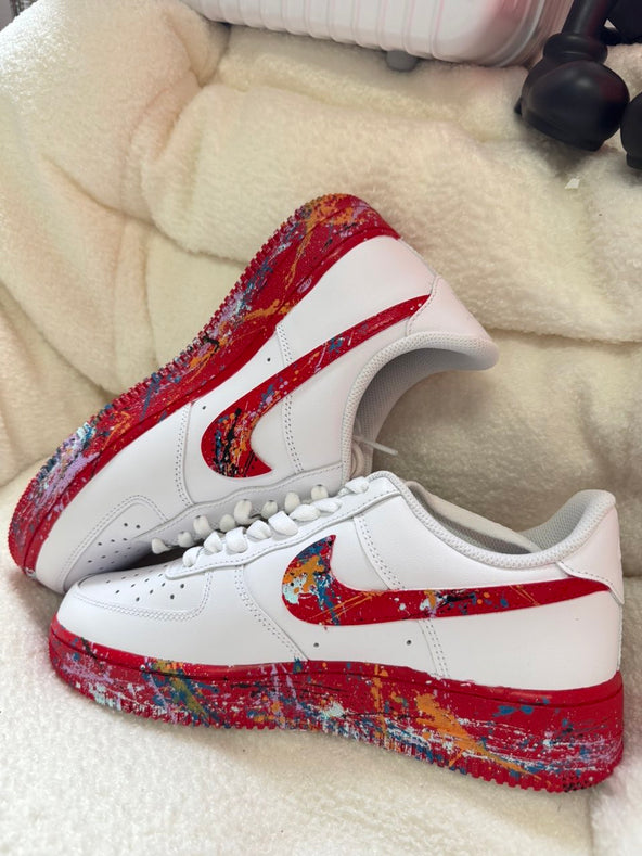 [Customized Fruity Pebbles,Color Inkjet] Air Force 1 Shoes Unisex Red/White