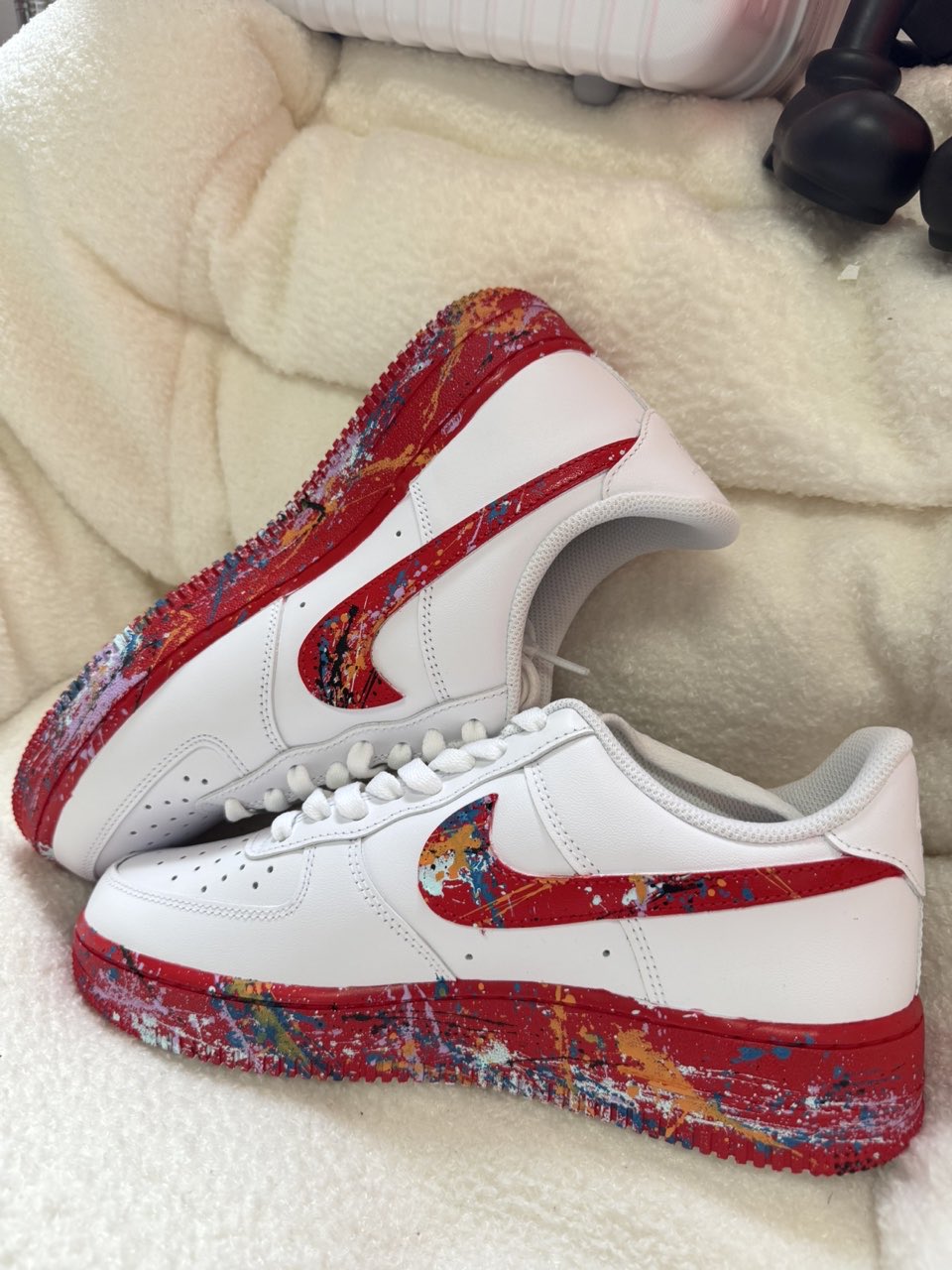 [Customized Fruity Pebbles,Color Inkjet] Air Force 1 Shoes Unisex Red/White