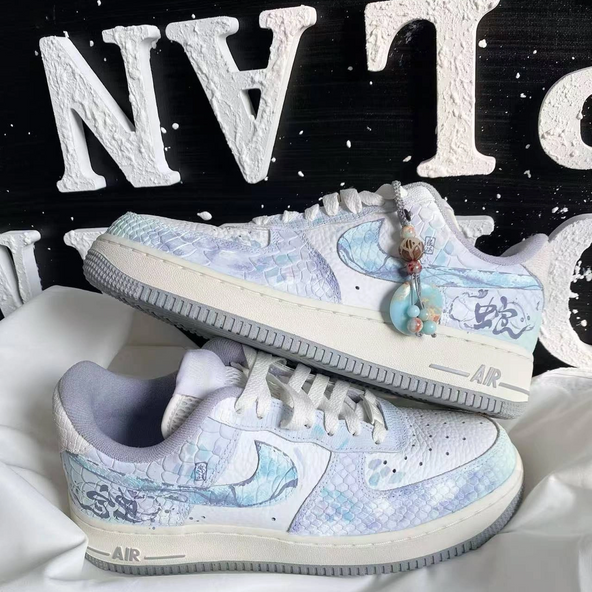 [Custom The spirit Snake sets sail]  Air Force 1 Skateboard Shoes Women's Low-Top Purple