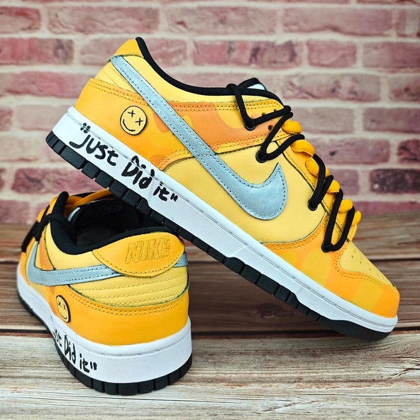 [Custom Men's yellow camouflage deconstructed shoelaces]  Dunk Skateboarding Shoes Men