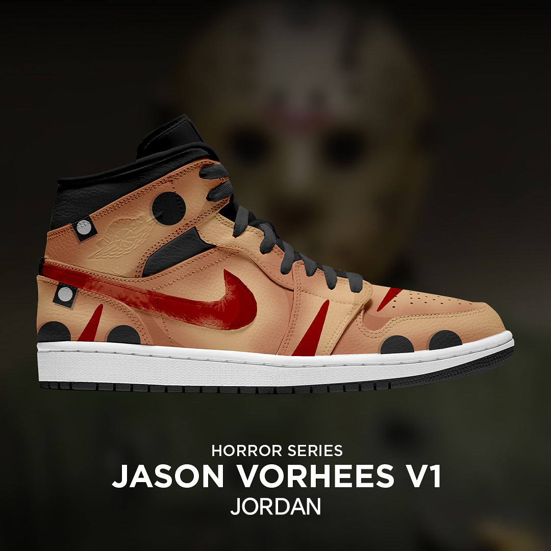 [Custom Jason Vorhees V.1 X Halloween Series] Air Jordan 1 Mid Top Unisex Skateboarding Shoes