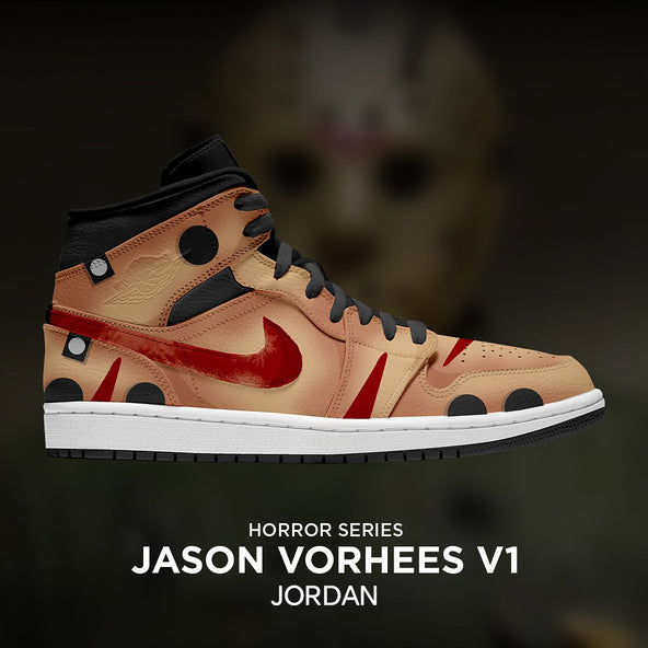 [Custom Jason Vorhees V.1 X Halloween Series] Air Jordan 1 Mid Top Unisex Skateboarding Shoes