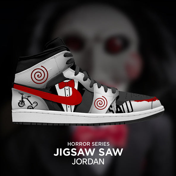 [Custom Jigsaw X Halloween Series] Air Jordan 1 Mid Top Unisex Skateboarding Shoes