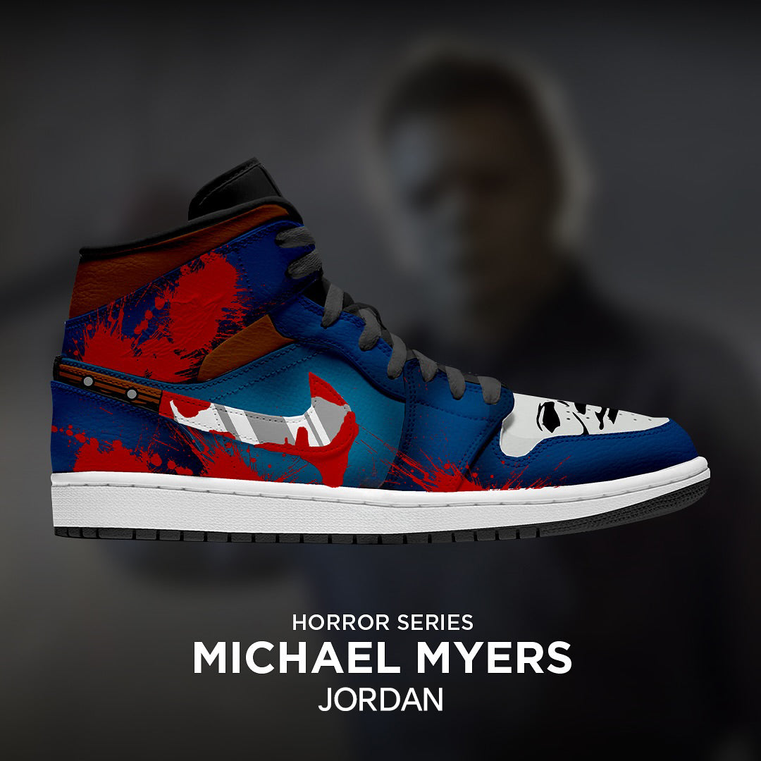 [Custom Michael Myers X Halloween Series] Air Jordan 1 Mid Top Unisex Skateboarding Shoes